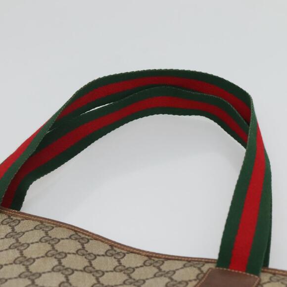 GUCCI GG Supreme Web Sherry Line Tote Bag Pvc Beige Green Red - Picture 8 of 16
